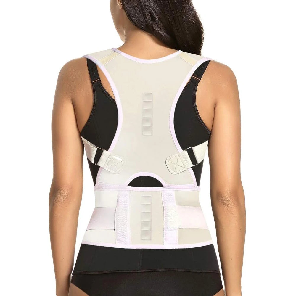 Magnetic Therapy Posture Support Back Brace -Adjustable Posture Corrector Brace Shoulder Back Support Belt- Relieves Neck, Back