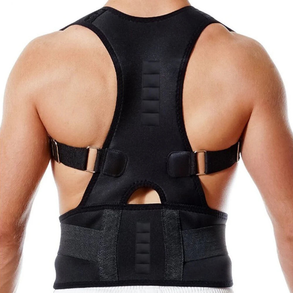 Magnetic Therapy Posture Support Back Brace -Adjustable Posture Corrector Brace Shoulder Back Support Belt- Relieves Neck, Back