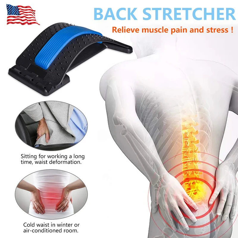 Back Stretcher for Lower Back Pain Relief Adjustable Lumbar Back Cracker Board Back Massager for Scoliosis Spine Decompression