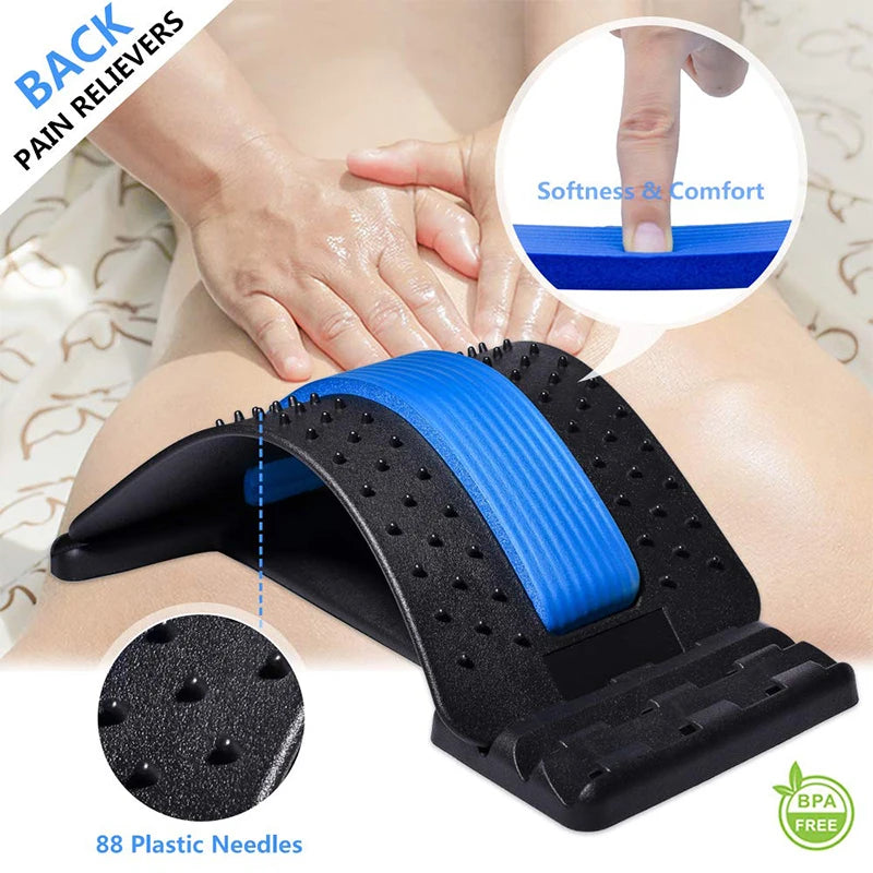 Back Stretcher for Lower Back Pain Relief Adjustable Lumbar Back Cracker Board Back Massager for Scoliosis Spine Decompression