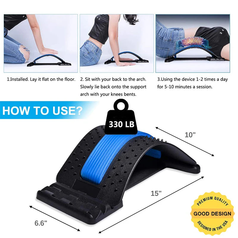 Back Stretcher for Lower Back Pain Relief Adjustable Lumbar Back Cracker Board Back Massager for Scoliosis Spine Decompression